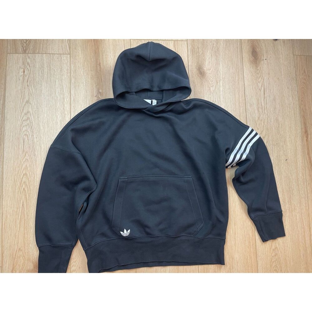 Adidas Originals Black 3-Stripes Hoodie, Size M
